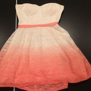 Pink and White Strapless Dress